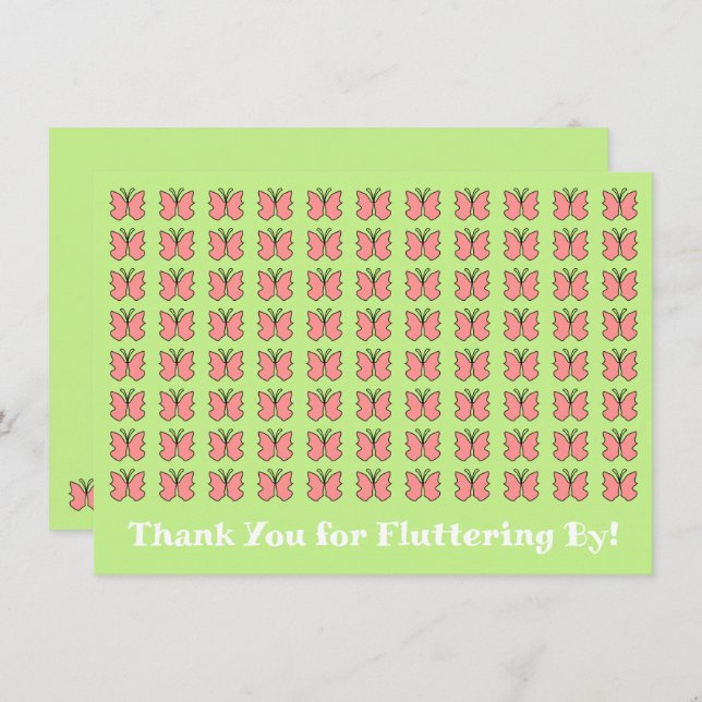 Butterfly  Birthday Party Thank You Card (Front/Back)