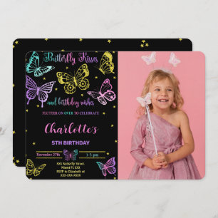 Butterfly Birthday Photo Invitation