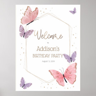 Butterfly Birthday Welcome Sign