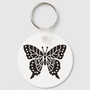 Butterfly Black and White Key Ring