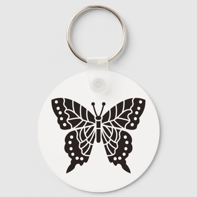 Butterfly Black and White Key Ring (Front)