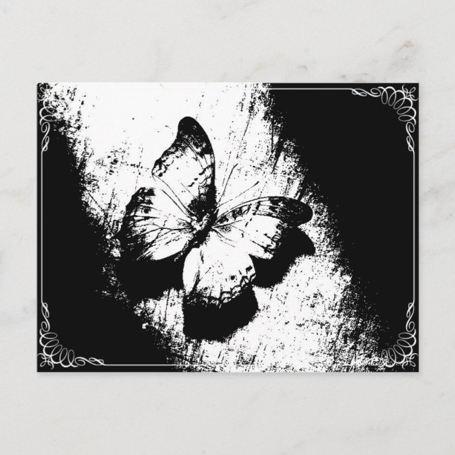 Butterfly Black and White Postcard (Front)