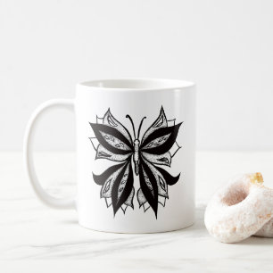 Butterfly Black And White Tribal Tattoo Coffee Mug