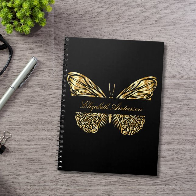 Butterfly black gold elegant name notebook (Creator Uploaded)
