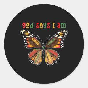 Butterfly Black History Month Bible Verse God Says Classic Round Sticker
