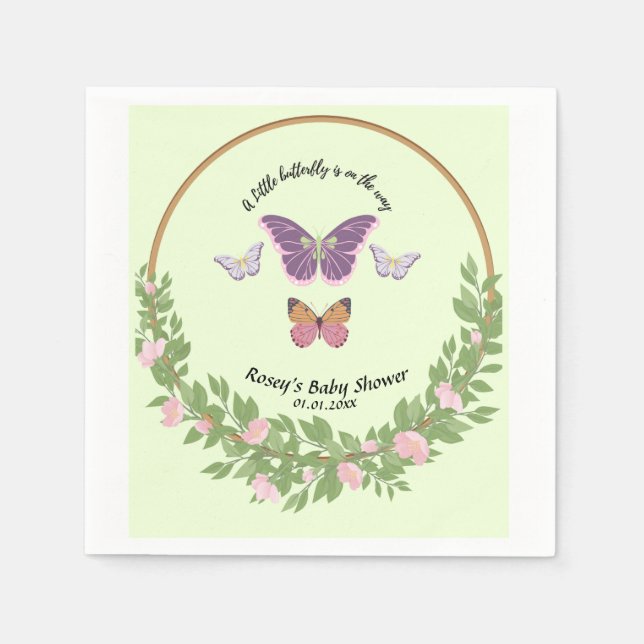 Butterfly Bliss: Baby Shower Napkin (Front)