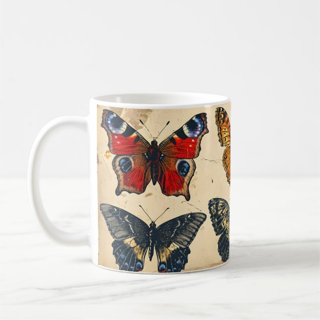 Butterfly Bliss: Vintage Coffee Mug (Left)
