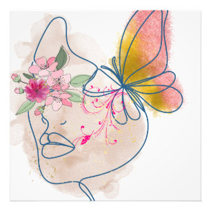 Butterfly Bloom – Abstract Floral Face Art" Photo Print