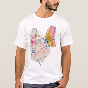 Butterfly Bloom – Abstract Floral Face Art" T-Shirt