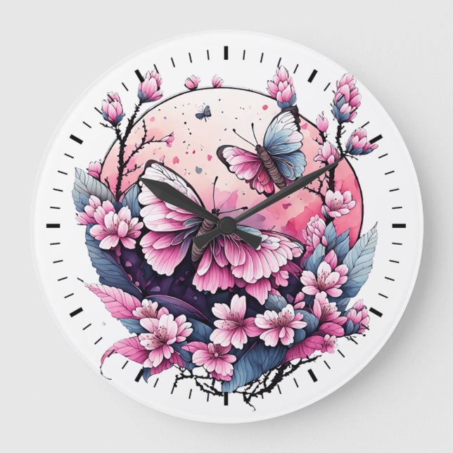 Butterfly Bloom  Large Clock (Front)