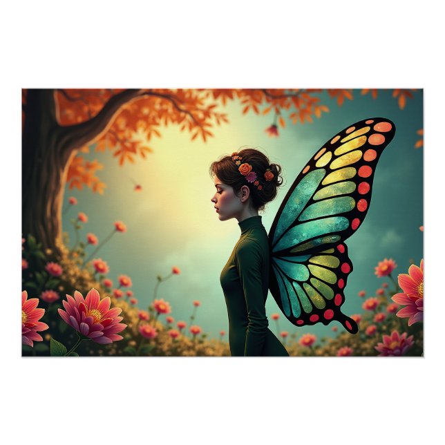 Butterfly Bloom – Whimsical Fairy in a Garden Poster (Front)