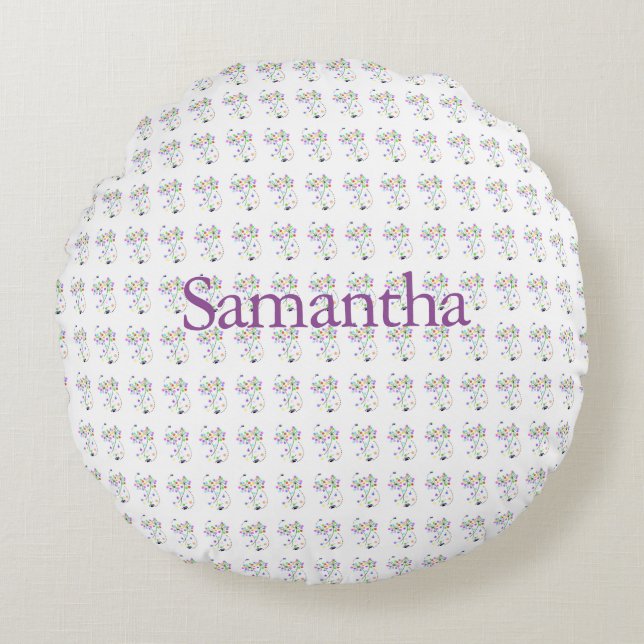 Butterfly Blooms Round Cushion (Front)