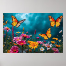 Butterfly Blossom Haven – Vibrant Floral Harmony