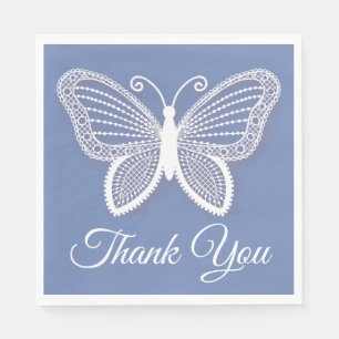 Butterfly Blue Butterflies Wedding Thank You Party Napkin