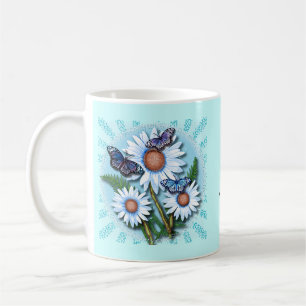 Butterfly Blue Daisies  Coffee Mug
