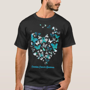 Butterfly Blue Heart Ovarian Cancer Awareness T-Shirt