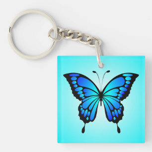 Butterfly Blue Insect Illustration-20284 Key Ring
