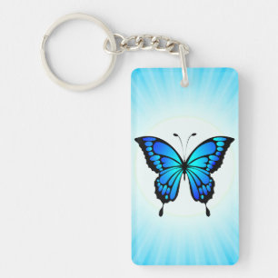 Butterfly Blue Insect Illustration-20284 T-Shirt Key Ring