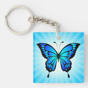 Butterfly Blue Insect Illustration-20284 T-Shirt Key Ring
