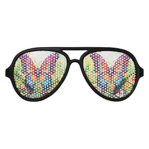 Butterfly Blue Orange Wings Aviator Sunglasses