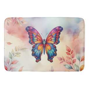 Butterfly Blue Orange Wings Bath Mat