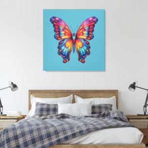 Butterfly Blue Orange Wings Canvas Print