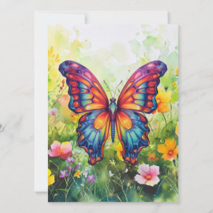 Butterfly Blue Orange Wings Card