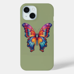 Butterfly Blue Orange Wings iPhone 15 Case