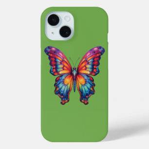 Butterfly Blue Orange Wings iPhone 15 Case