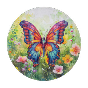 Butterfly Blue Orange Wings Cutting Board