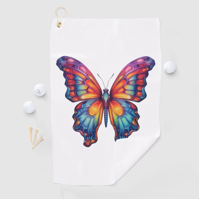 Butterfly Blue Orange Wings Golf Towel (InSitu)