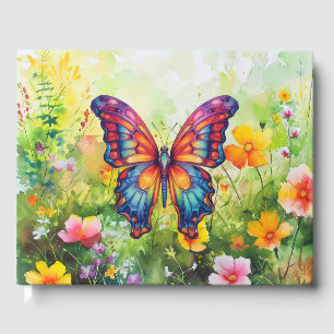 Butterfly Blue Orange Wings Guest Book