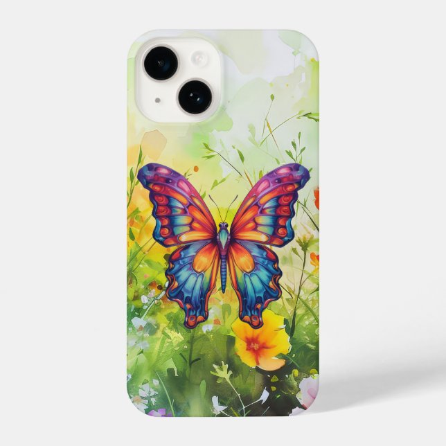 Butterfly Blue Orange Wings iPhone Case (Back)