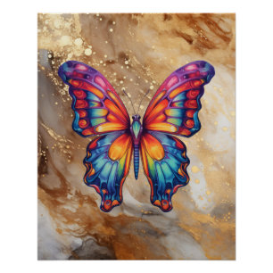 Butterfly Blue Orange Wings Poster