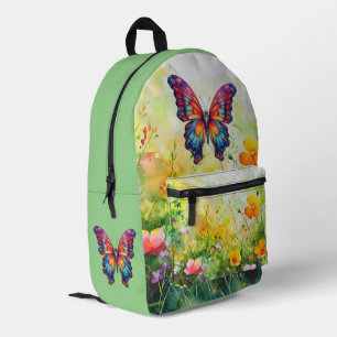 Butterfly Blue Orange Wings Printed Backpack