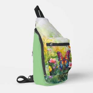 Butterfly Blue Orange Wings Sling Bag