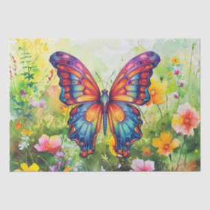 Butterfly Blue Orange Wings Tissue Paper