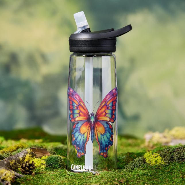 Butterfly Blue Orange Wings Water Bottle (Outdoor)