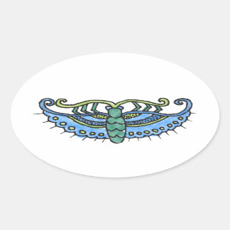 Butterfly Blue Oval Sticker
