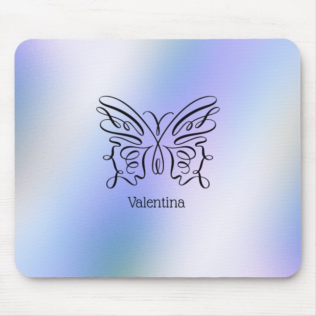 Butterfly Blue Purple Holographic Background Mouse Pad (Front)