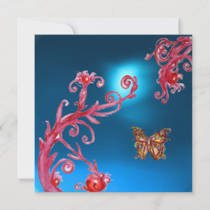 BUTTERFLY BLUE SAPPHIRE bright pink,red Invitation