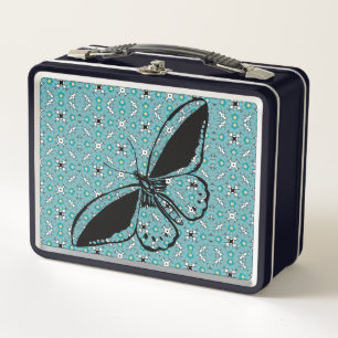 Butterfly blues metal lunch box