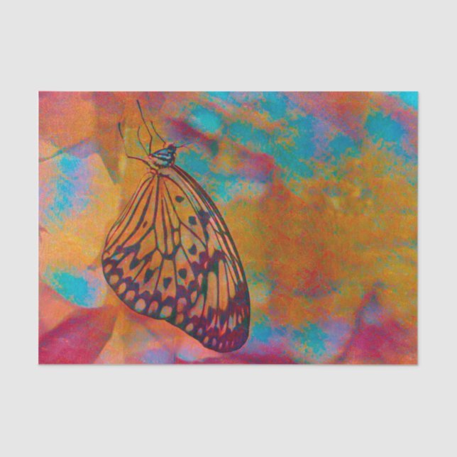 Butterfly Bohemian Blue Orange Hippie Decoupage Tissue Paper (Front)