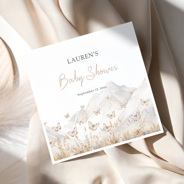 Butterfly Boho Wildflower Baby Shower Napkin (Creator Uploaded)