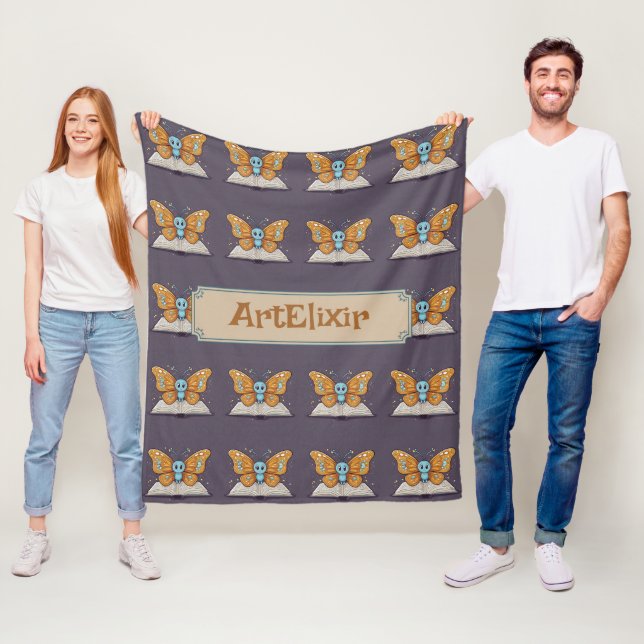Butterfly Booklover Pattern Fleece Blanket (In Situ)