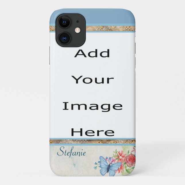Butterfly Border (blue) Case-Mate iPhone Case (Back)