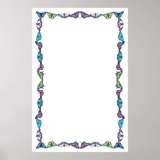 Butterfly Border on Blank Customizabl Background Poster (Front)