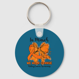 Butterfly bow kidney cancer in march wear orange key ring