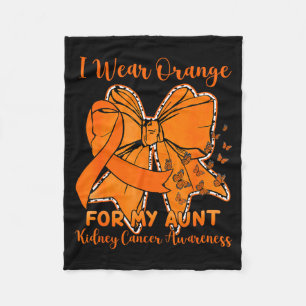 Butterfly bow wear orange for aunt kidney cancer fleece blanket