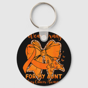 Butterfly bow wear orange for aunt kidney cancer key ring